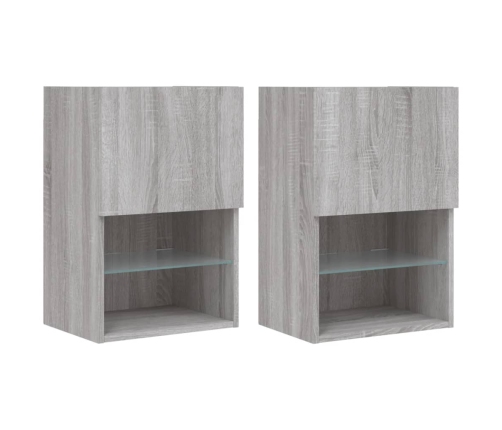 vidaXL Muebles para TV con luces LED 2 uds gris Sonoma 40,5x30x60 cm