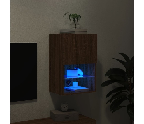 Mueble para TV con luces LED roble marrón 40,5x30x60 cm