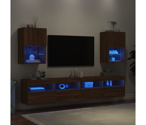 vidaXL Muebles de TV con luces LED 2 uds roble 40,5x30x60 cm