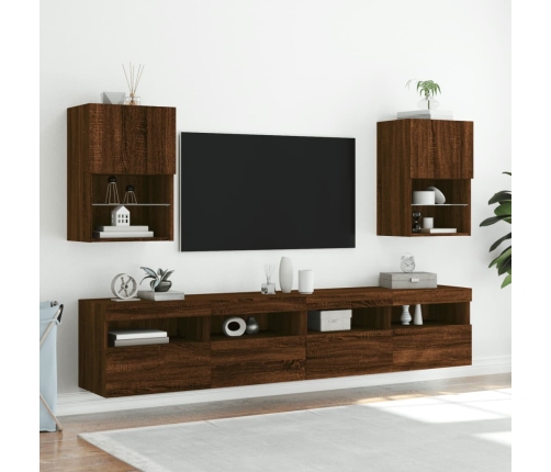 vidaXL Muebles de TV con luces LED 2 uds roble 40,5x30x60 cm