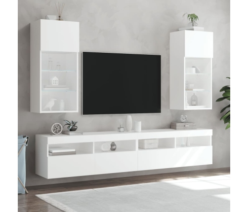 Muebles para TV con luces LED 2 uds blanco 40,5x30x90 cm