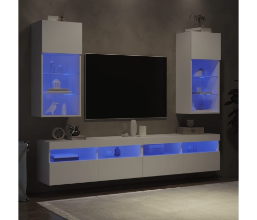 Muebles para TV con luces LED 2 uds blanco 40,5x30x90 cm