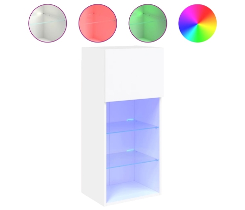 Muebles para TV con luces LED 2 uds blanco 40,5x30x90 cm