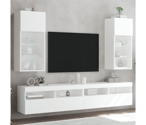 Muebles para TV con luces LED 2 uds blanco 40,5x30x90 cm