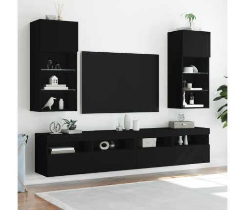 Mueble para TV con luces LED negro 40,5x30x90 cm