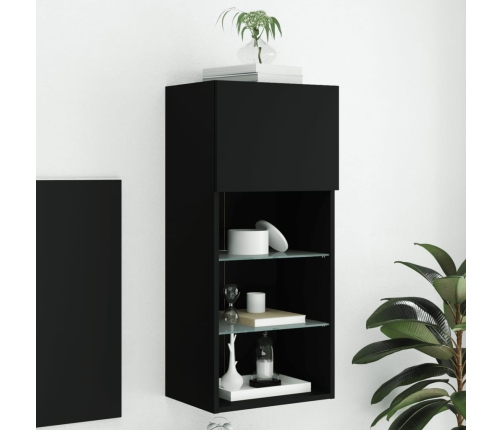 Mueble para TV con luces LED negro 40,5x30x90 cm