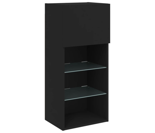 Muebles de TV con luces LED 2 uds negro 40,5x30x90 cm