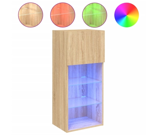 Mueble para TV con luces LED roble Sonoma 40,5x30x90 cm