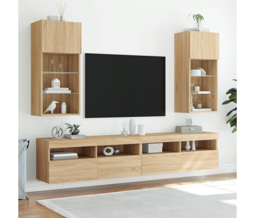 Mueble para TV con luces LED roble Sonoma 40,5x30x90 cm