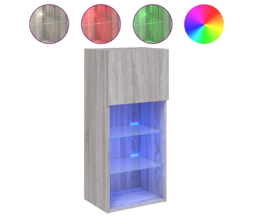 Mueble para TV con luces LED gris Sonoma 40,5x30x90 cm