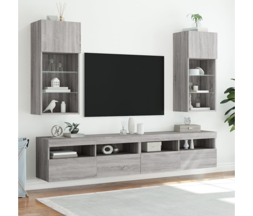 Mueble para TV con luces LED gris Sonoma 40,5x30x90 cm