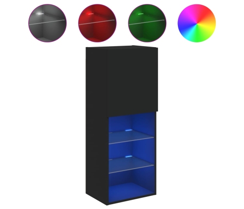 Mueble para TV con luces LED negro 40,5x30x102 cm