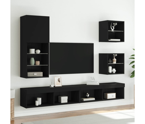 Mueble para TV con luces LED negro 40,5x30x102 cm