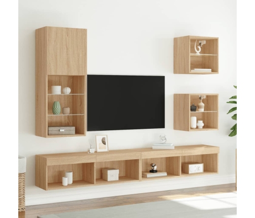 Mueble para TV con luces LED roble Sonoma 40,5x30x102 cm