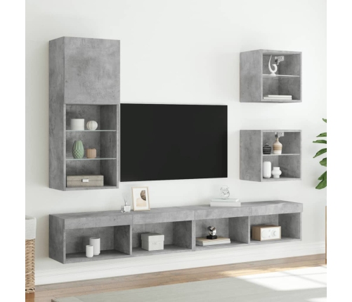 Mueble para TV con luces LED gris hormigón 40,5x30x102 cm