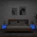 Mesitas de noche de pared con luces LED 2 unidades blanco