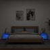 Mesitas de noche de pared con luces LED 2 uds gris hormigón