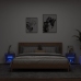 Mesitas de noche de pared con luces LED 2 uds roble ahumado