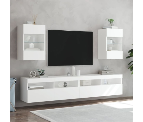 Mueble de TV de pared con luces LED blanco 40x30x60,5 cm