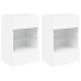 Muebles de TV de pared con luces LED 2 uds blanco 40x30x60,5 cm