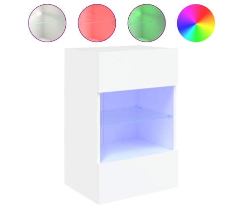 Muebles de TV de pared con luces LED 2 uds blanco 40x30x60,5 cm