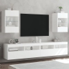 Muebles de TV de pared con luces LED 2 uds blanco 40x30x60,5 cm