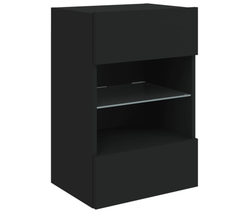 vidaXL Mueble de TV de pared con luces LED negro 40x30x60,5 cm