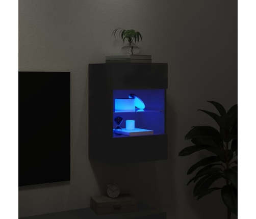 vidaXL Mueble de TV de pared con luces LED negro 40x30x60,5 cm