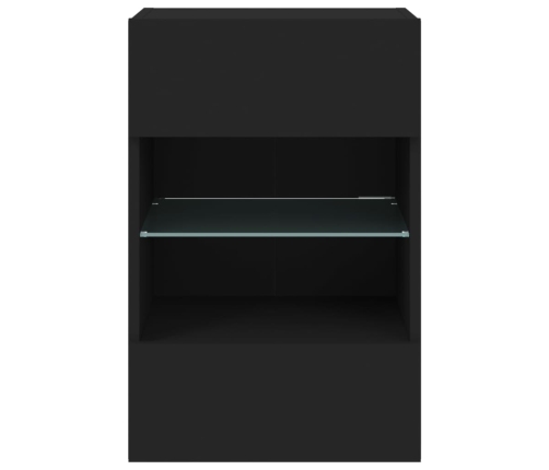 vidaXL Mueble de TV de pared con luces LED negro 40x30x60,5 cm