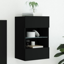 Mueble de TV de pared con luces LED negro 40x30x60,5 cm