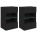 Muebles de TV de pared con luces LED 2 uds negro 40x30x60,5 cm