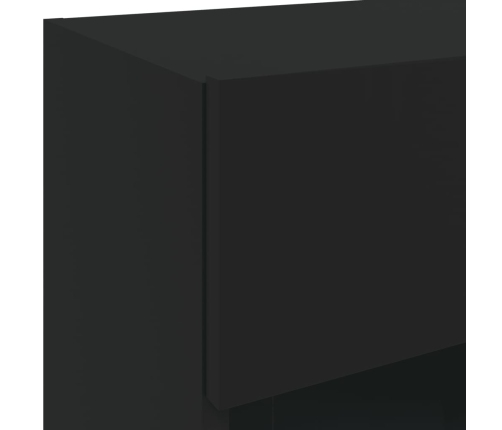 Muebles de TV de pared con luces LED 2 uds negro 40x30x60,5 cm