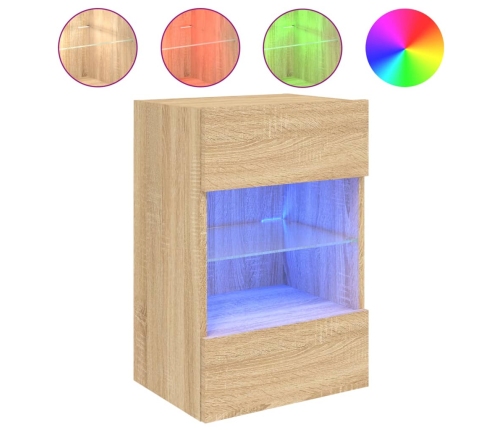 Mueble de TV de pared con luces LED roble Sonoma 40x30x60,5 cm