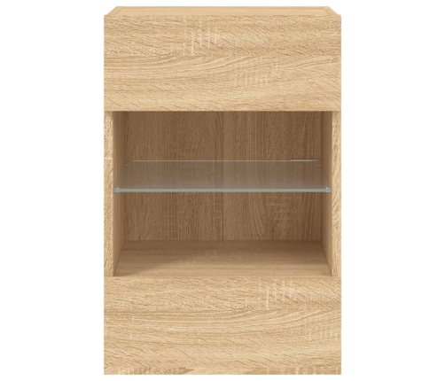 vidaXL Mueble de TV de pared con luces LED roble Sonoma 40x30x60,5 cm