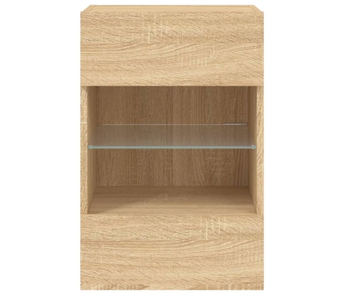 Muebles TV de pared luces LED 2 uds roble Sonoma 40x30x60,5 cm