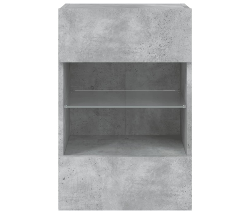 Mueble de TV de pared con luces LED gris hormigón 40x30x60,5 cm