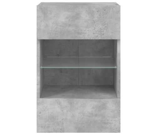 Muebles TV de pared luces LED 2 uds gris hormigón 40x30x60,5 cm