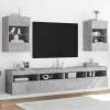 Muebles TV de pared luces LED 2 uds gris hormigón 40x30x60,5 cm