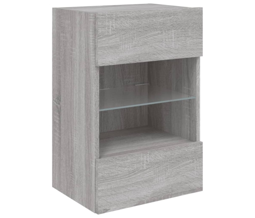 Mueble de TV de pared con luces LED gris Sonoma 40x30x60,5 cm