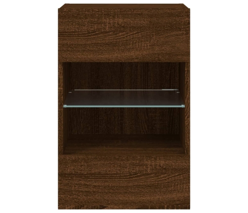 Mueble de TV de pared con luces LED roble marrón 40x30x60,5 cm