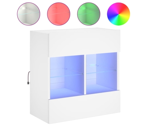 Mueble de TV de pared con luces LED blanco 58,5x30x60,5 cm