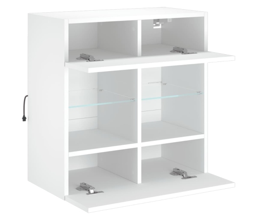 Mueble de TV de pared con luces LED blanco 58,5x30x60,5 cm