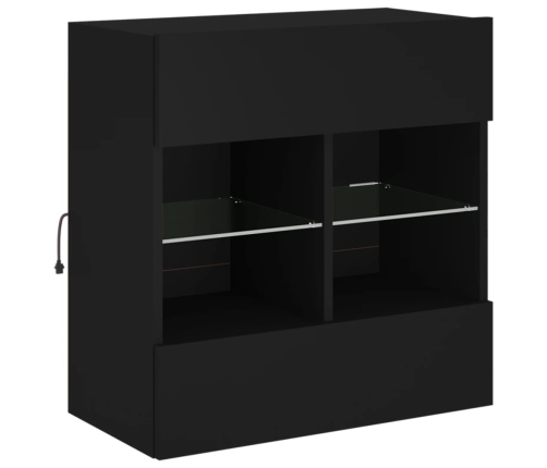 Mueble de TV de pared con luces LED negro 58,5x30x60,5 cm