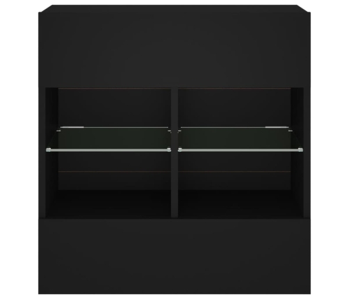 Mueble de TV de pared con luces LED negro 58,5x30x60,5 cm