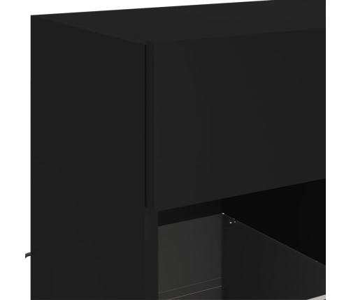 Mueble de TV de pared con luces LED negro 58,5x30x60,5 cm