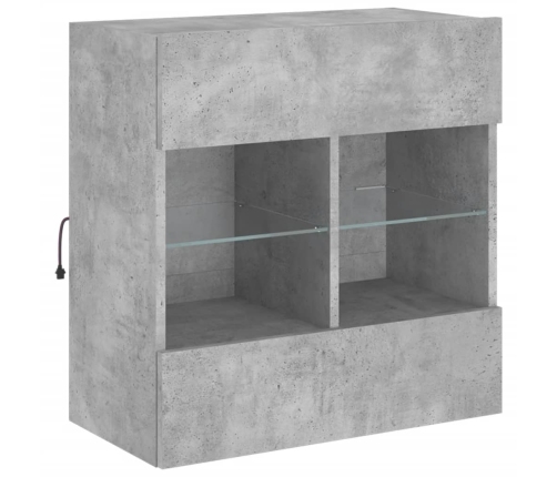 Mueble TV de pared con luces LED gris hormigón 58,5x30x60,5 cm