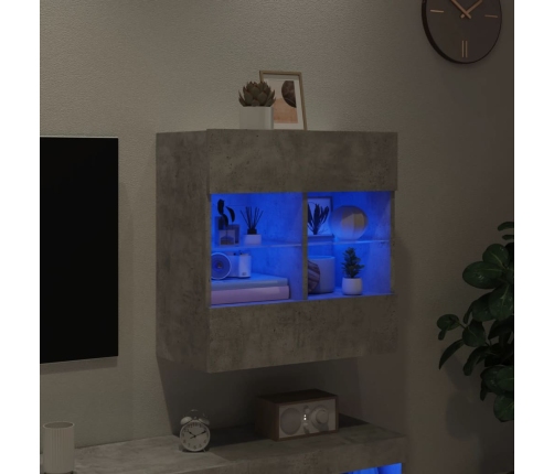 Mueble TV de pared con luces LED gris hormigón 58,5x30x60,5 cm