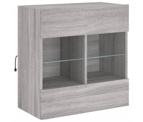 Mueble de TV de pared con luces LED gris Sonoma 58,5x30x60,5 cm