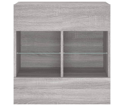 Mueble de TV de pared con luces LED gris Sonoma 58,5x30x60,5 cm