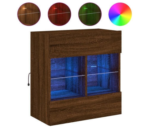 Mueble TV de pared con luces LED roble marrón 58,5x30x60,5 cm